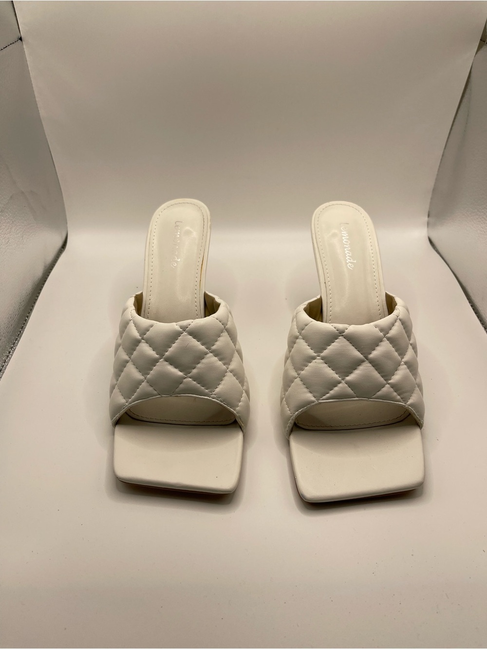 White Quilted Slide Sandals - Women's Stylish Mule